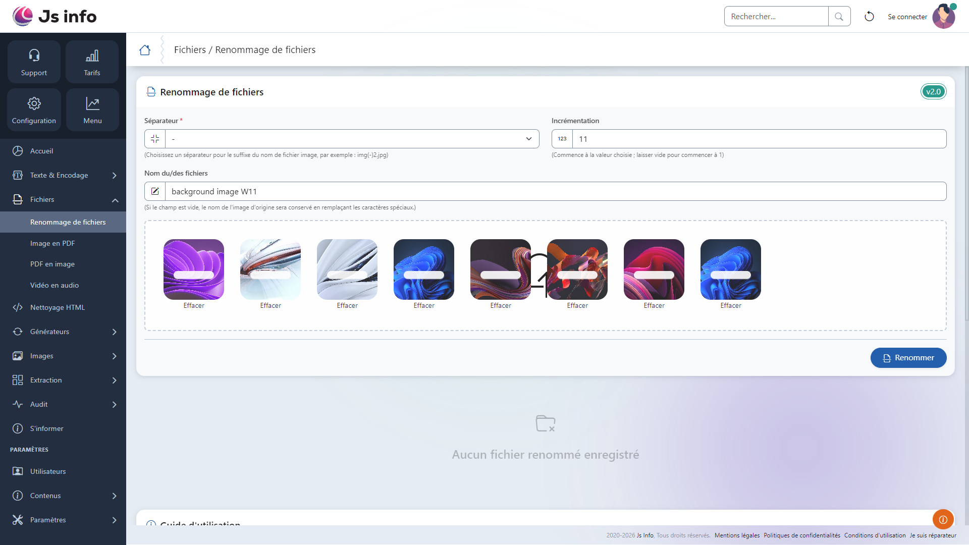 Interface intuitive avec zone de glisser-déposer