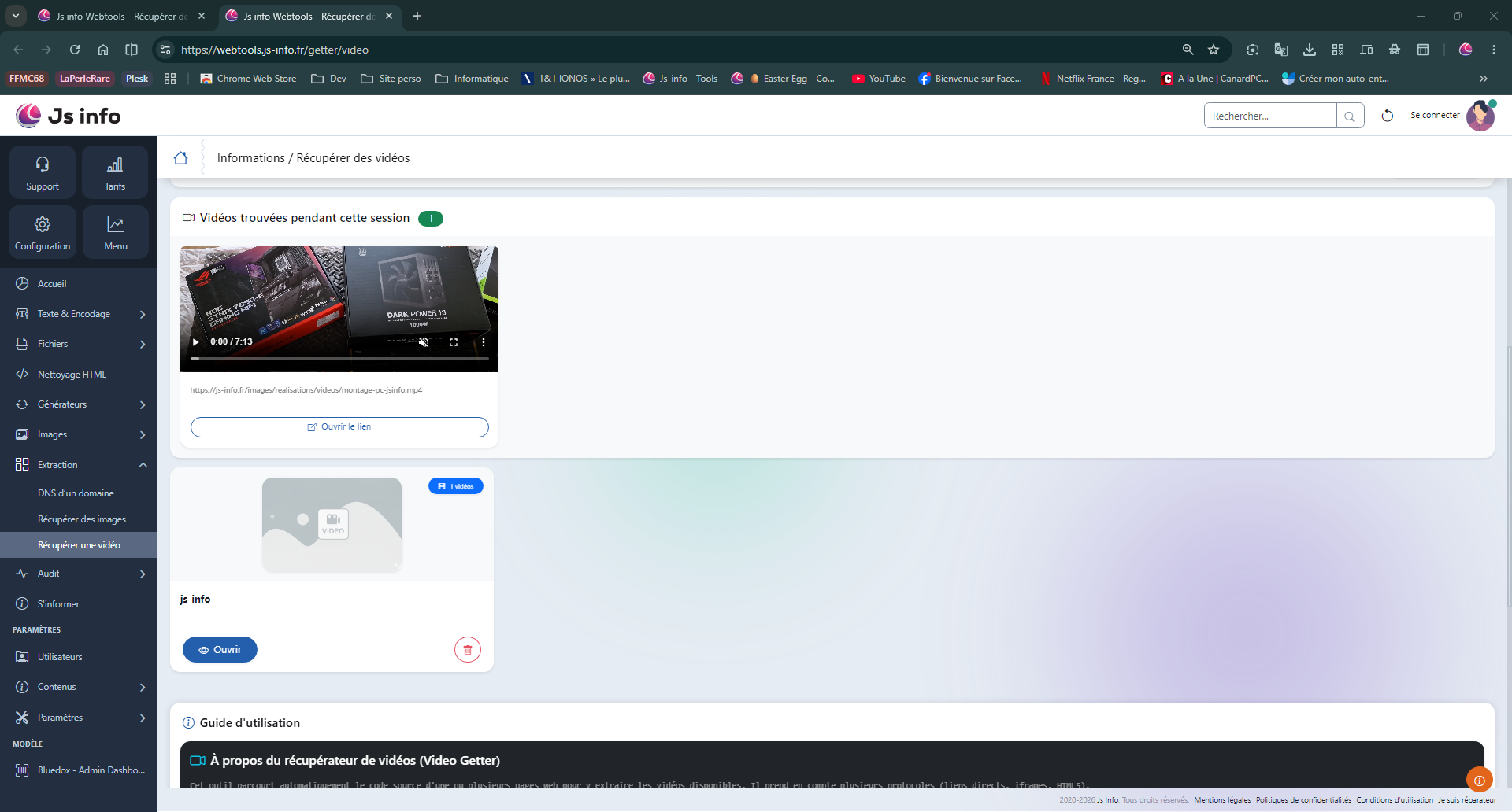 Illustration d’une analyse vidéo depuis une page web