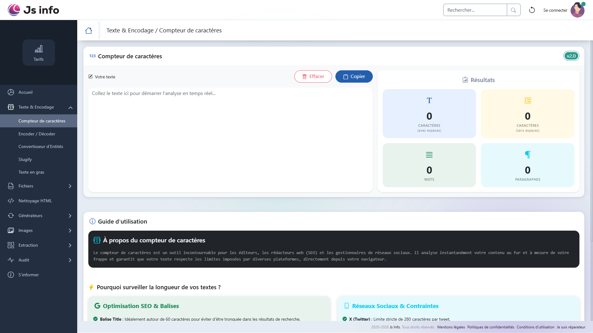 Aperçu du compteur de mots