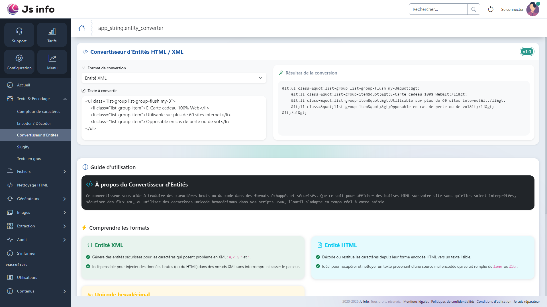 Interface intuitive de conversion en temps réel