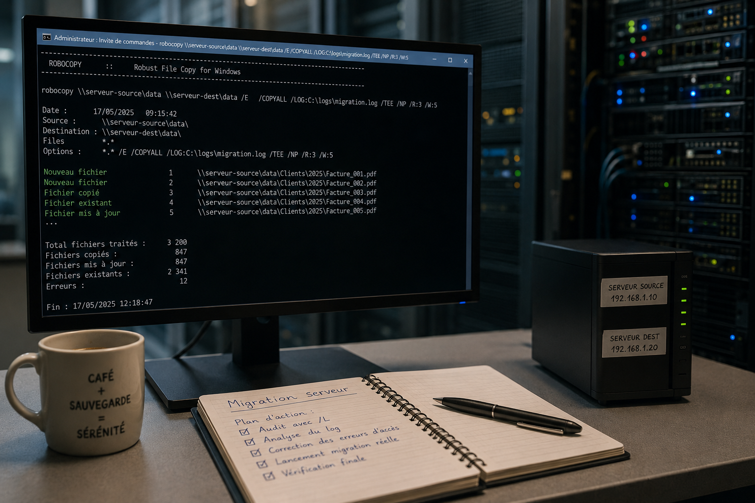 Robocopy : Sauvegarde incomplète et silencieuse